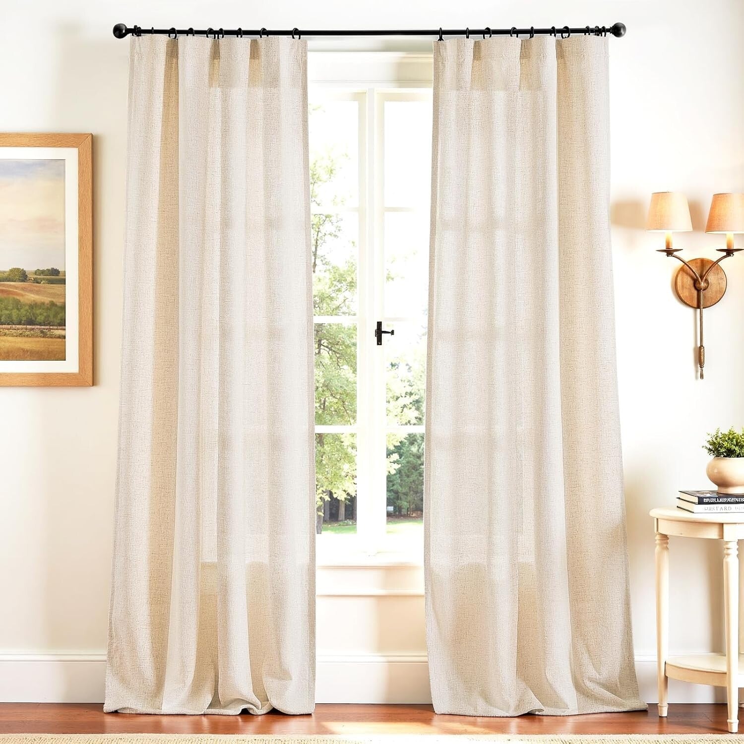 Luxurious 50x102 Linen Blend Curtains - Rod Pocket & Back Tab - Machine Washable