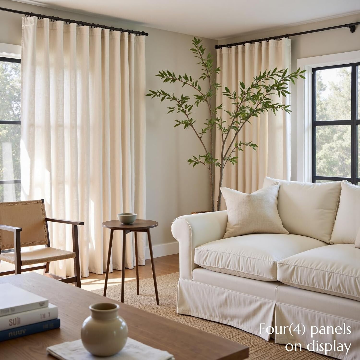 Luxurious 50x102 Linen Blend Curtains - Rod Pocket & Back Tab - Machine Washable