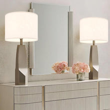 Load image into Gallery viewer, Easy Assembly White Linen Drum Lampshades - 16" Large Set of 2 for Versatile Use