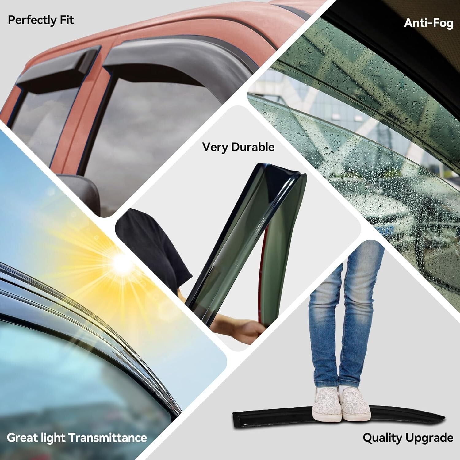 Easy Stick-On Window Rain Guards for 2009-2018 Dodge Ram 1500 Crew Cab