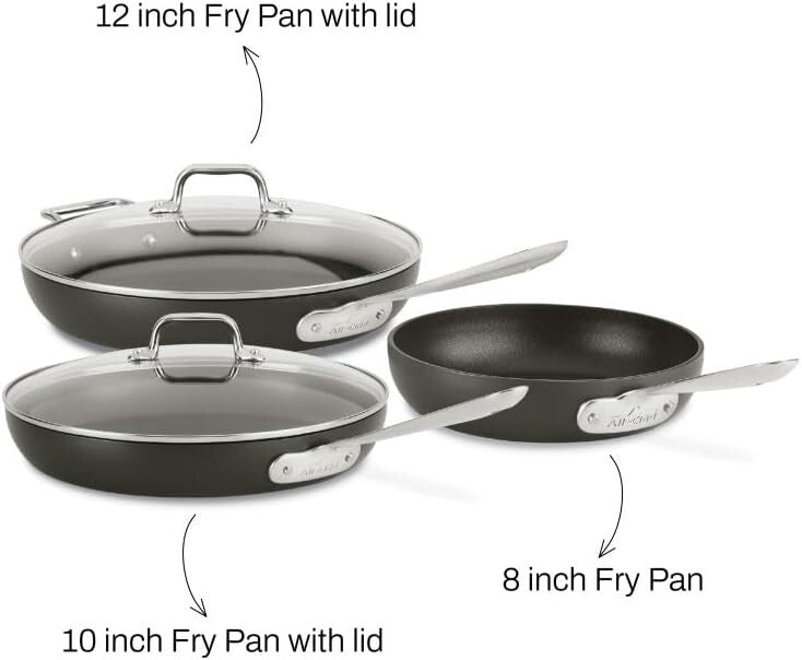 Induction Compatible Nonstick Fry Pans - HA1 Hard Anodized 5-Piece Collection