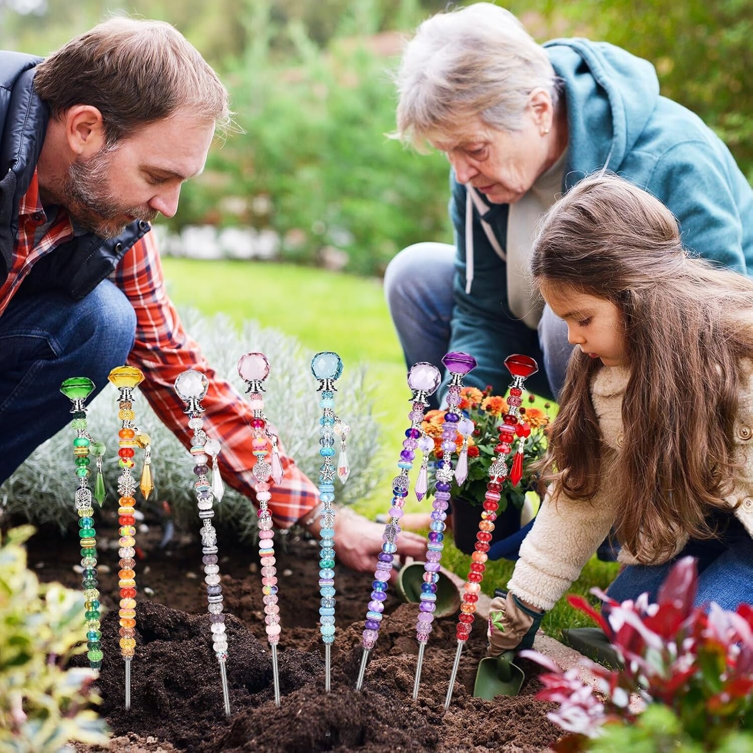 All-Season DIY Fairy Wand Garden Stake Kit - 238 Beads, Pendants, and Components