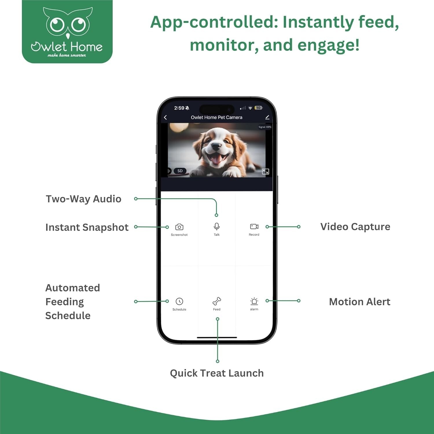 Interactive Pet Camera with Motion Detection, Treat Tossing & 1080P Video