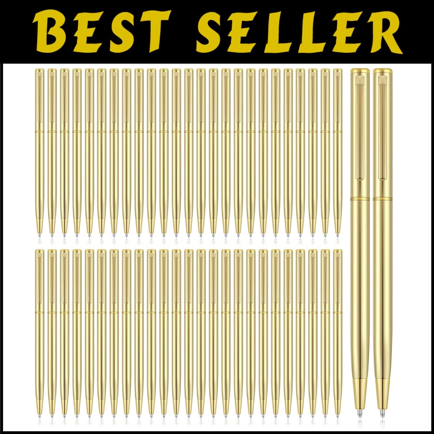 Durable Gold Metal Retractable Pens - Fine Ink 1mm - Ideal for Weddings & Events