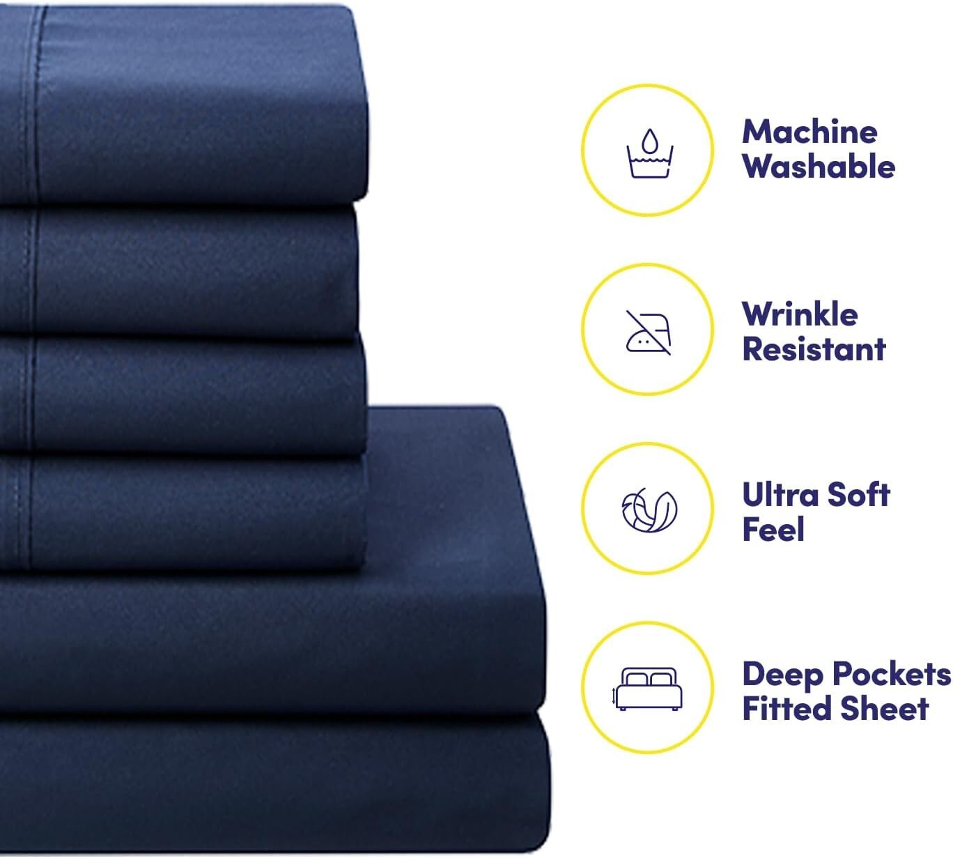 Elegant Down Alternative Comforter and Microfiber Sheet Set in Navy - Twin Size