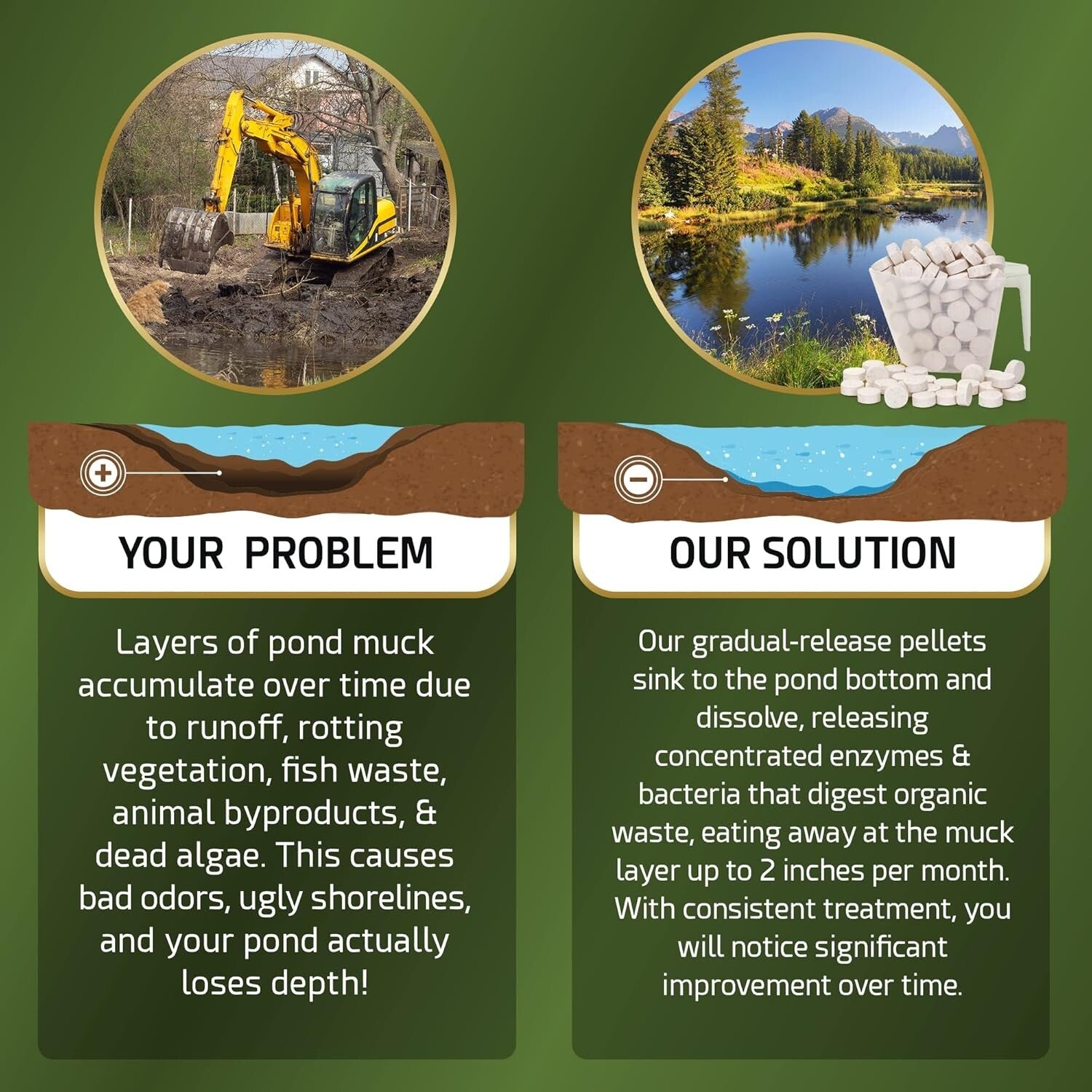 Natural Pond Sludge Remover – 10 lbs of Beneficial Bacteria for Cleaner Water