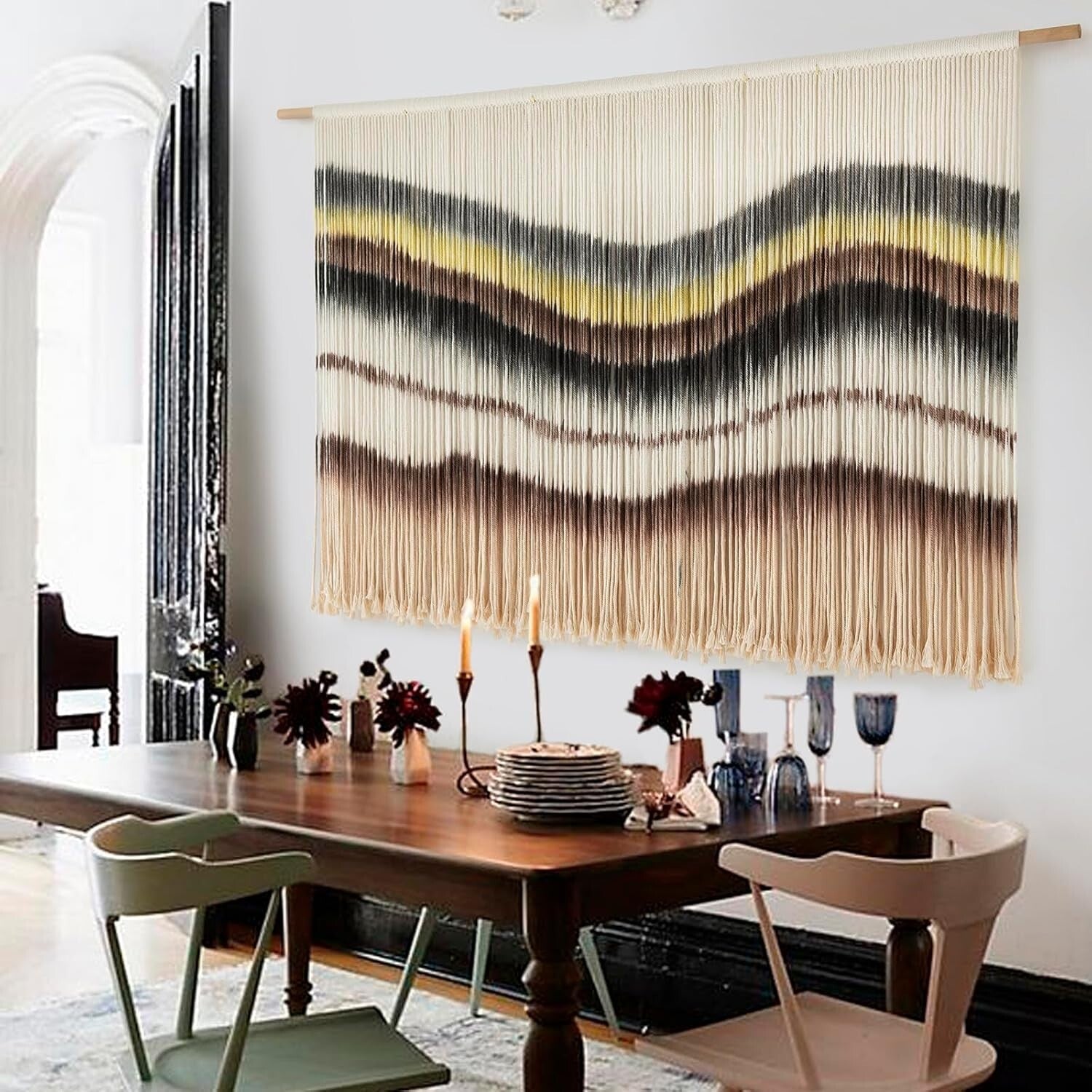 Organic Cotton Macrame Wall Decor - Lightweight 3lb Tapestry for Instant Charm