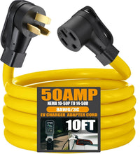 Load image into Gallery viewer, Heavy-Duty 10FT EV Charger Adapter, 50 Amp NEMA 10-50P to 14-50R Connection