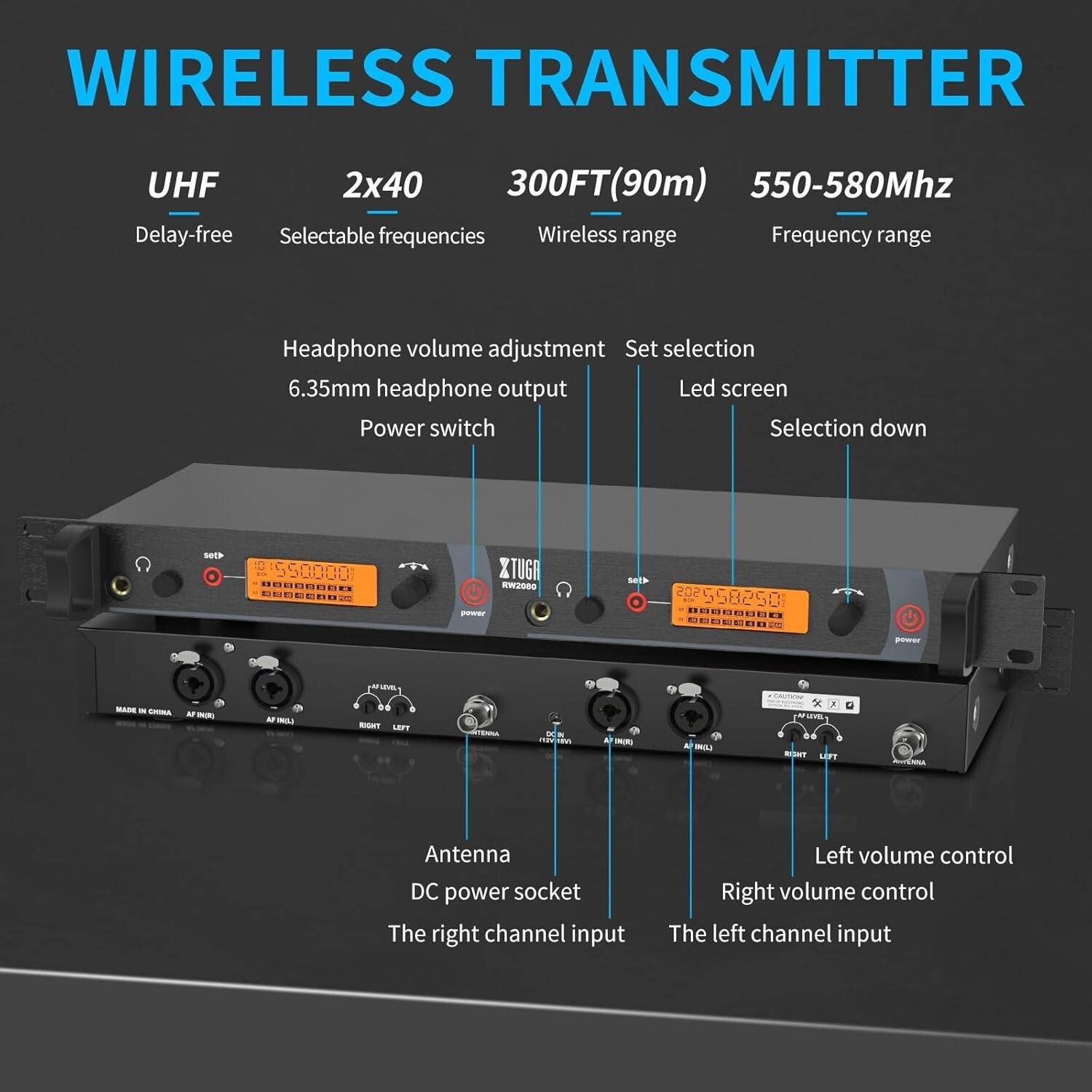 Professional UHF Wireless In-Ear Monitor System with 4 Bodypacks - 300 Ft Range