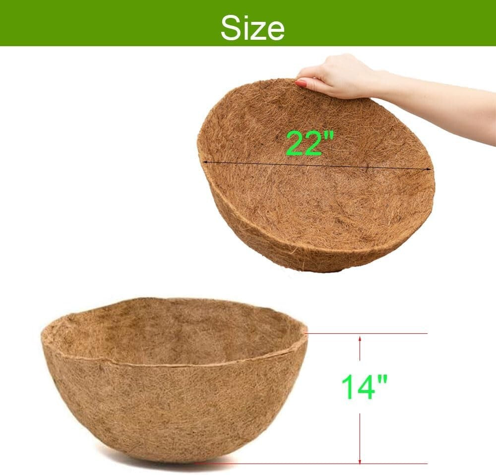 2 PCS 22" Round Coco Liners for Planters - Breathable Coconut Fiber Replacement
