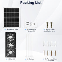 Load image into Gallery viewer, Complete 3 Fan Solar Ventilation Kit with IP67 Protection for Outdoor Spaces