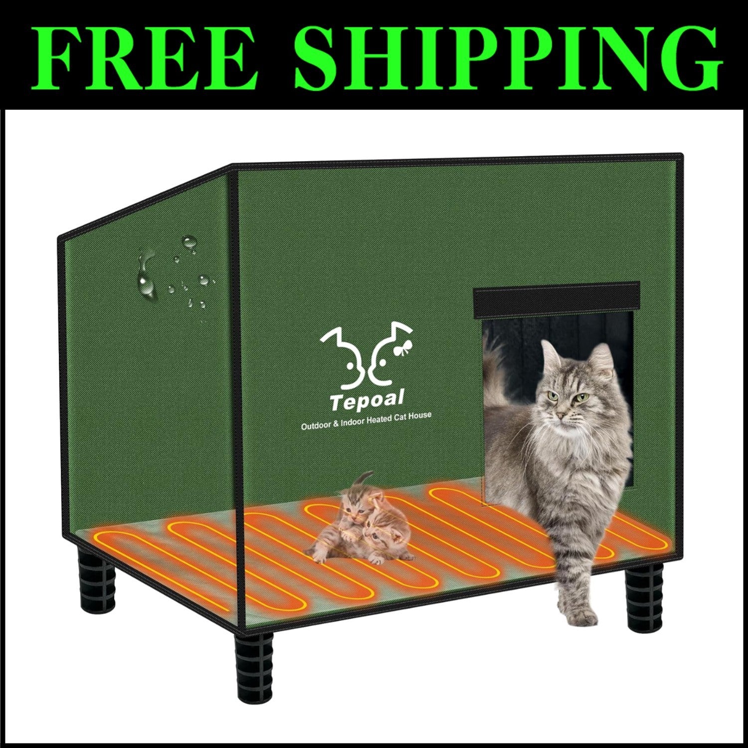 Indestructible Waterproof Cat House - Warm Shelter with Escape Door, 20x16x20