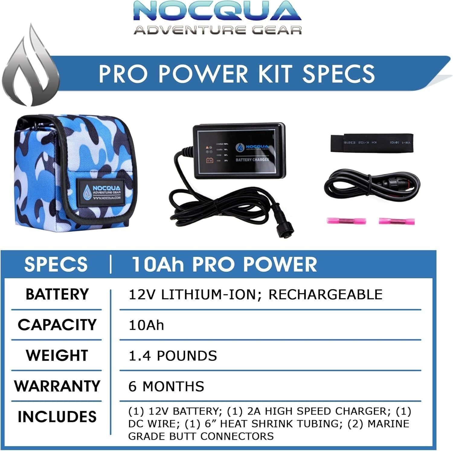 Compact 12V Charging Kit - Lithium Battery & Wall Charger for Marine Gear