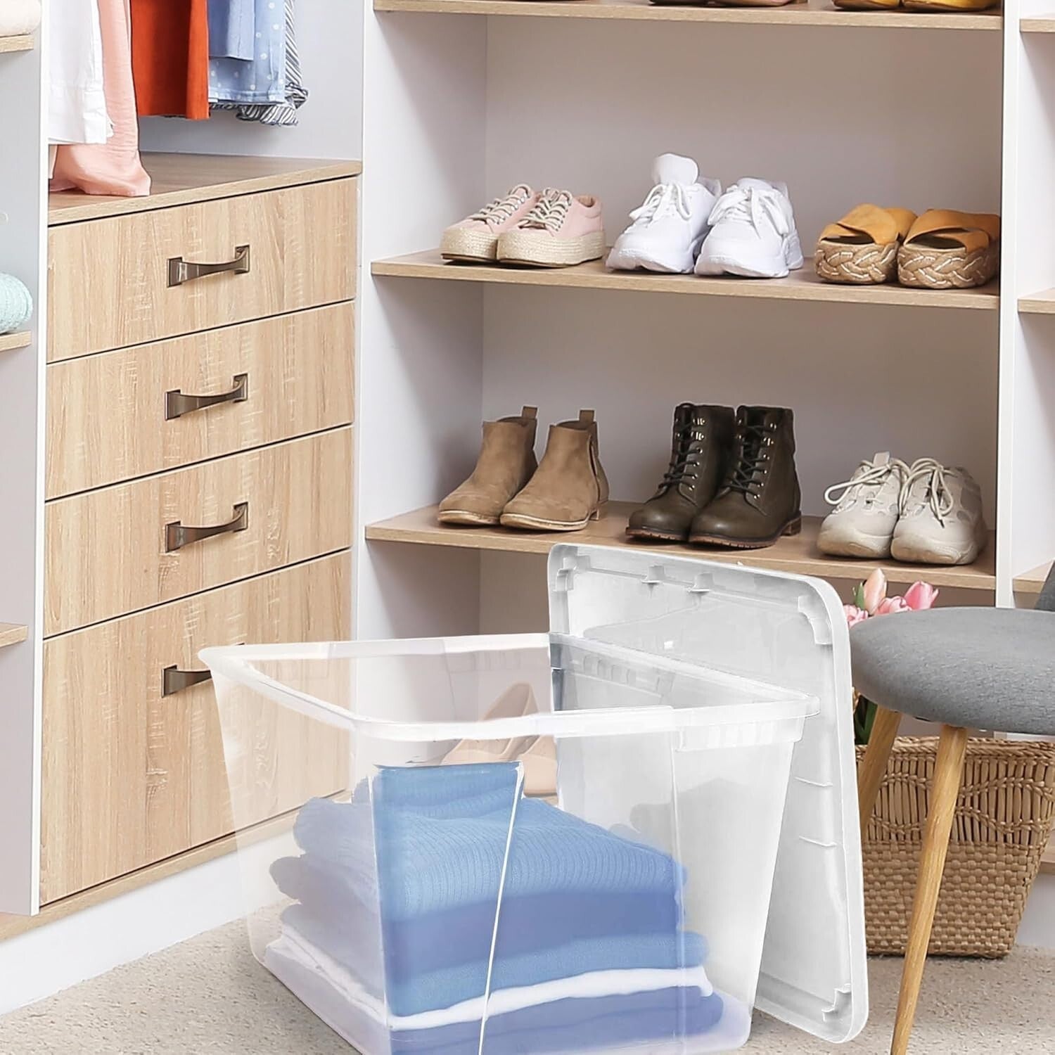 Eco-Friendly 2-Pack 56 Quart Clear Plastic Storage Bins with Snap Lock Lids