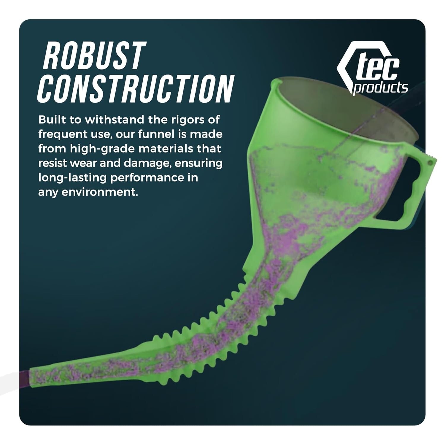 Anti-Spill Long Funnel for Automotive Use - Durable Nitrile Rubber Construction