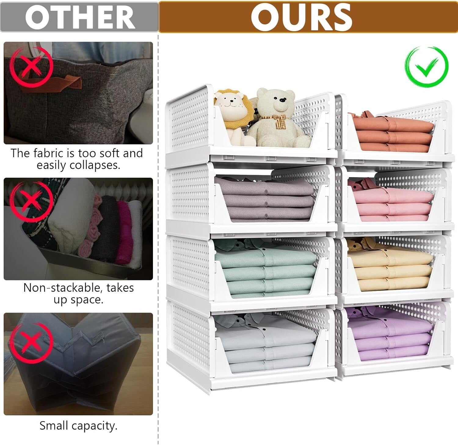 Durable Green 5-Pack Closet Organizer Bins: Easy Install, Happy Organizing!