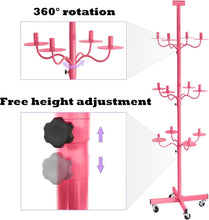 Load image into Gallery viewer, Carbon Steel Multi-Wig Holder - 12-Head Pink Styling Stand with Reinforced Base