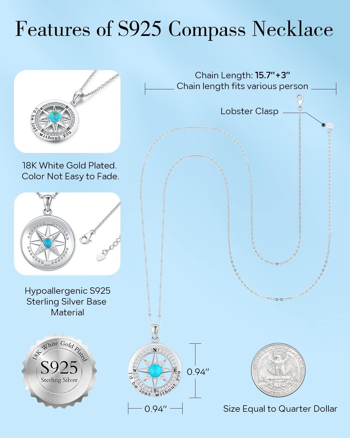 18K Gold-Plated S925 Necklace with Cubic Zirconia - Perfect Gift for Anniversary