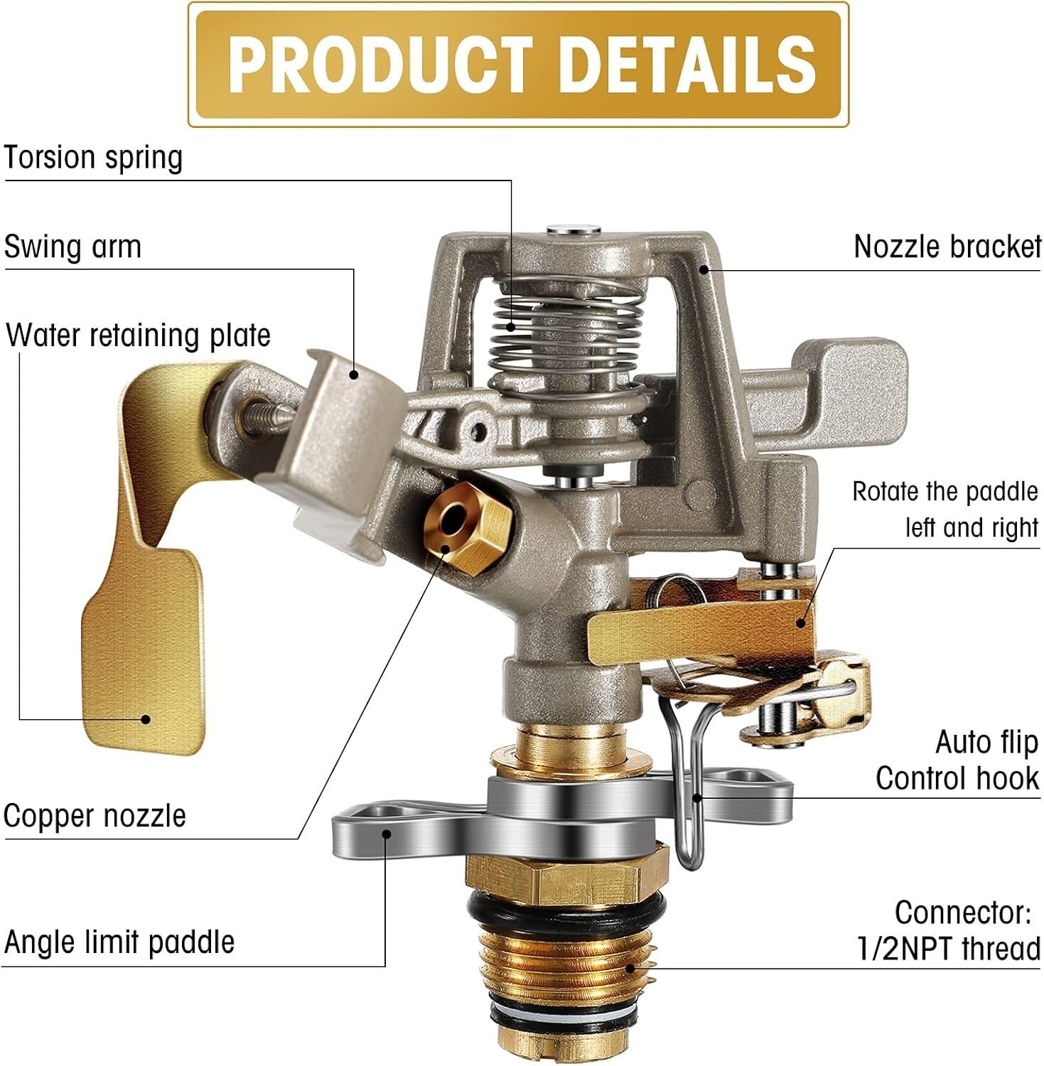 360-Degree Adjustable Brass Sprinkler Heads - Long-Lasting Garden Irrigation