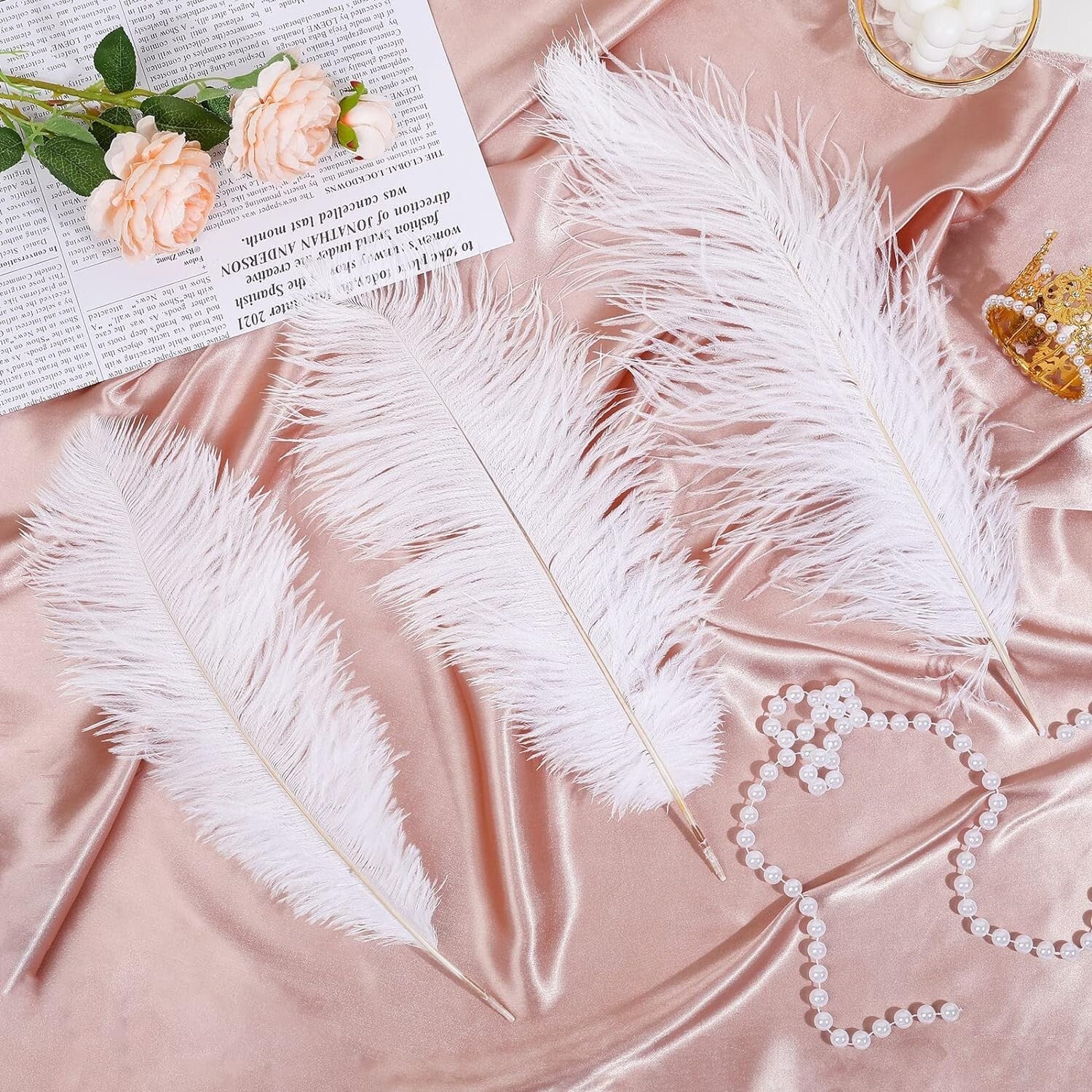 Versatile 90 Pcs Natural Ostrich Feathers - Perfect for Weddings and Parties