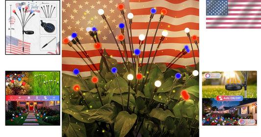 6 Pack Solar LED Firefly Lights - Perfect for Independence Day & Garden Decor