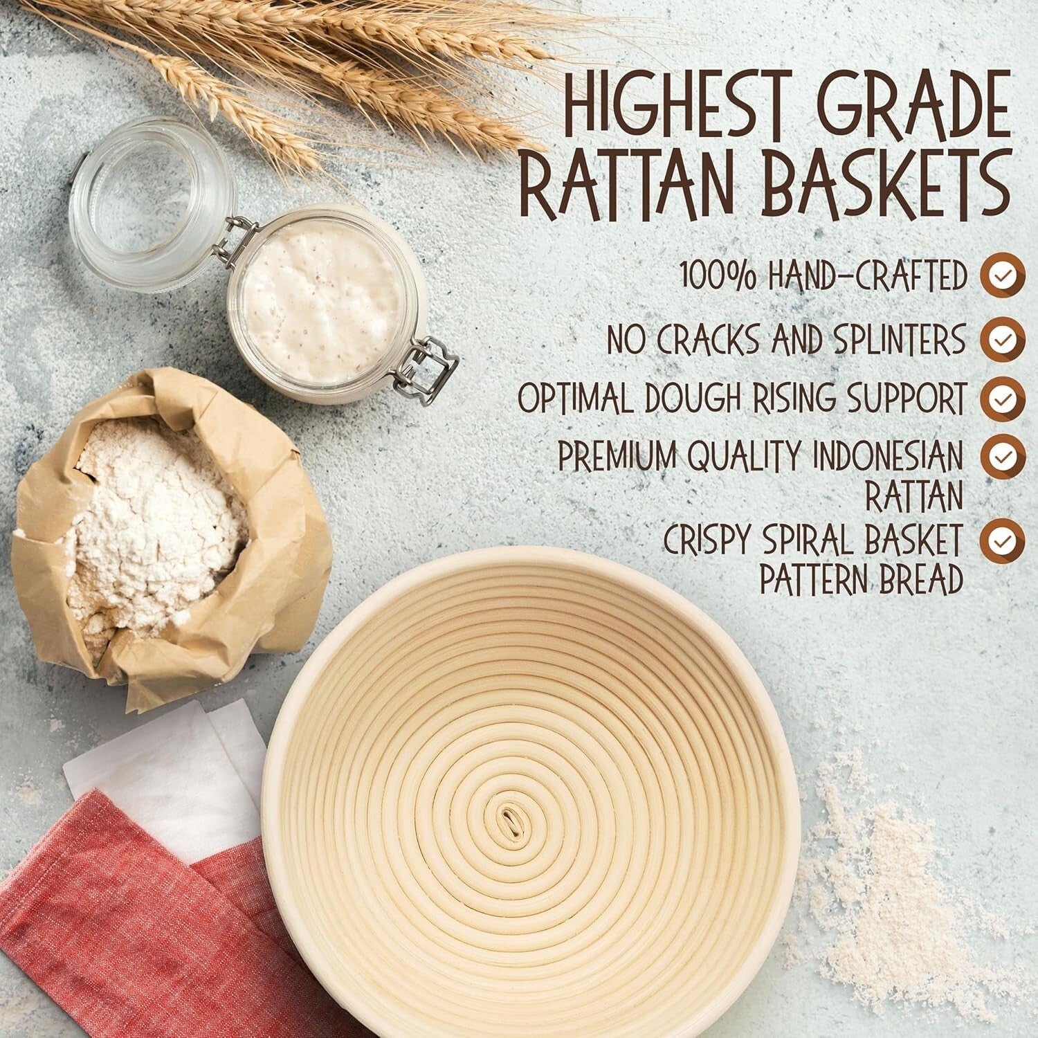 Artisan-Level 9' Round Banneton & Bread Baking Supplies Gift Set for All Skills