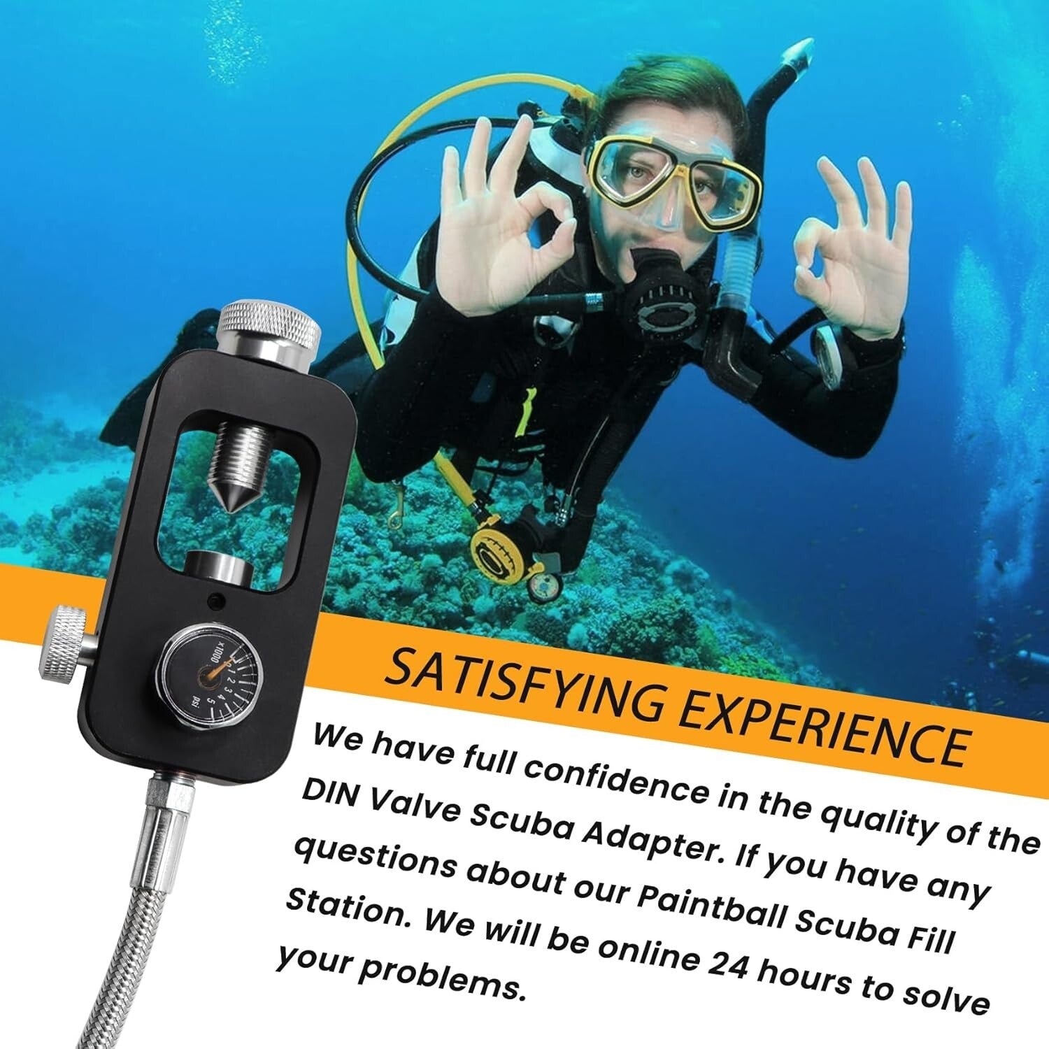 Versatile Paintball & HPA Tank Filling Adapter with Stainless Steel Design