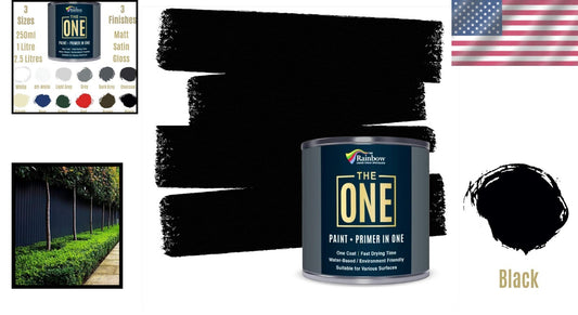 Durable Non-Toxic Paint & Primer in Matte Black for Furniture & Walls, 1L