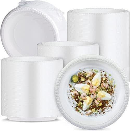 BPA-Free Solid White Dinner Plates, 150 Heavy-Duty Reusable Trays for Events