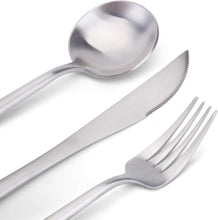 Load image into Gallery viewer, High Quality, 20-Piece Matte Silver Cutlery Set - Perfect for Celebrations