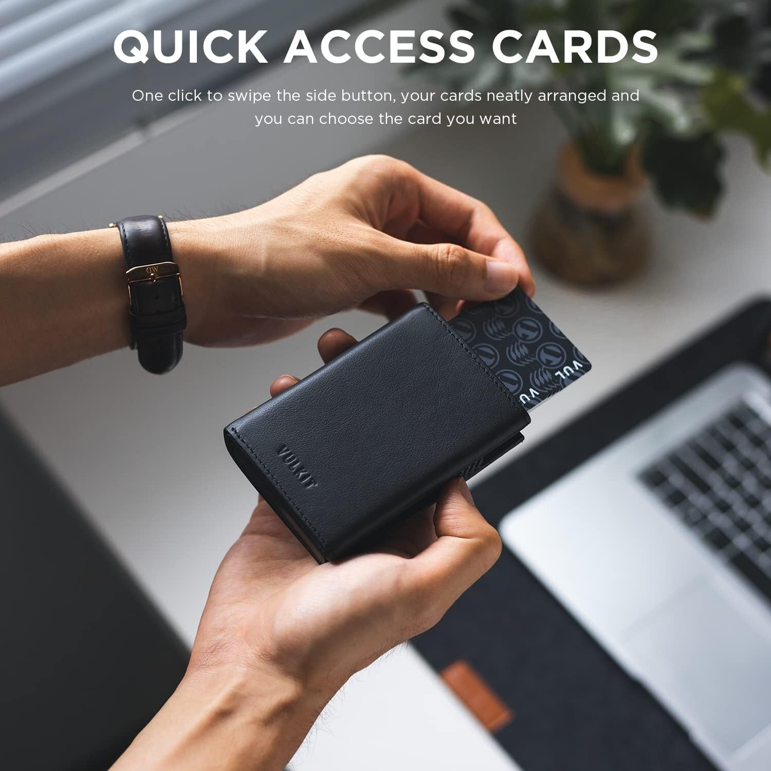 Compact Card Holder Wallet with ID Window & Coin Zipper Pocket - Men’s Essential