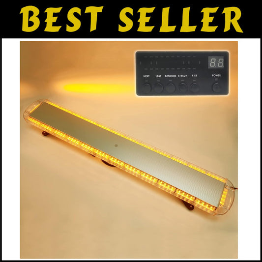 Professional Waterproof 12V-24V Amber Strobe Light Bar - 55 Inch, 104 LEDs