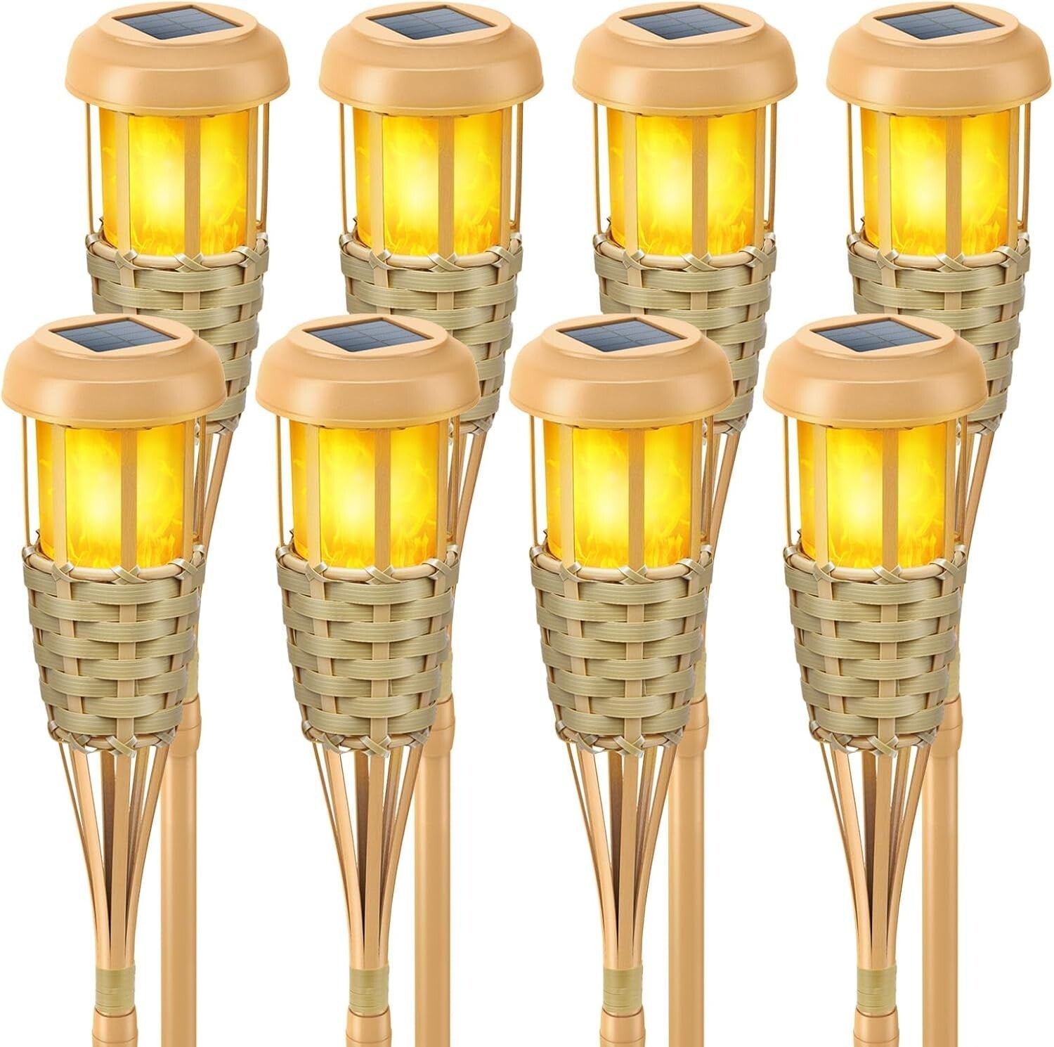 Elegant Solar Torch Lights with Flickering Simulation - 8-Pack for Outdoor Decor