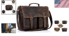Load image into Gallery viewer, Spacious Buffalo Leather Laptop Messenger Bag - Ideal for Students &amp; Pros