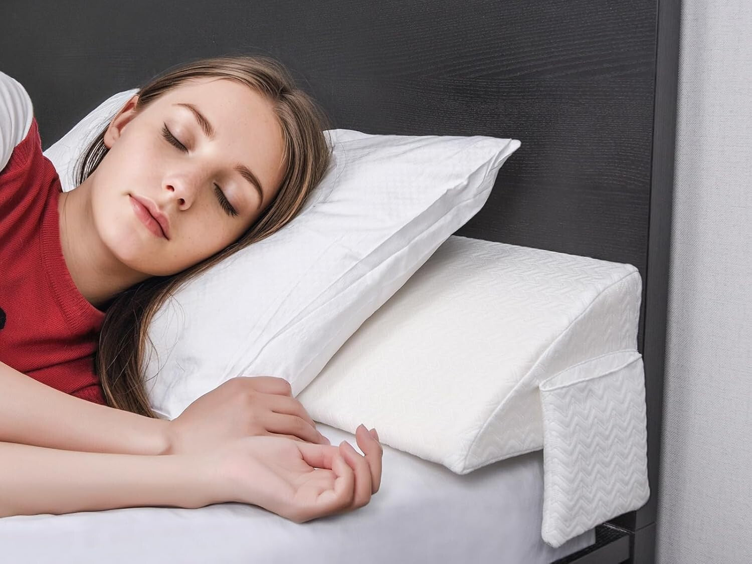 King Bed Wedge Pillow - Gap Filler with Storage Pockets for Ultimate Comfort