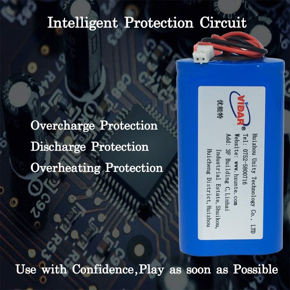 6600mAh 3.7V Rechargeable Li-ion Battery with JST Plug - Real Capacity Assurance