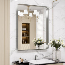 Load image into Gallery viewer, Elegant 28" x 36" Brushed Nickel Bathroom Mirror - Anti-Rust &amp; Distortion-Free