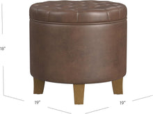 Load image into Gallery viewer, Elegant 19" Round Faux Leather Ottoman with Storage - Perfect for Living Rooms