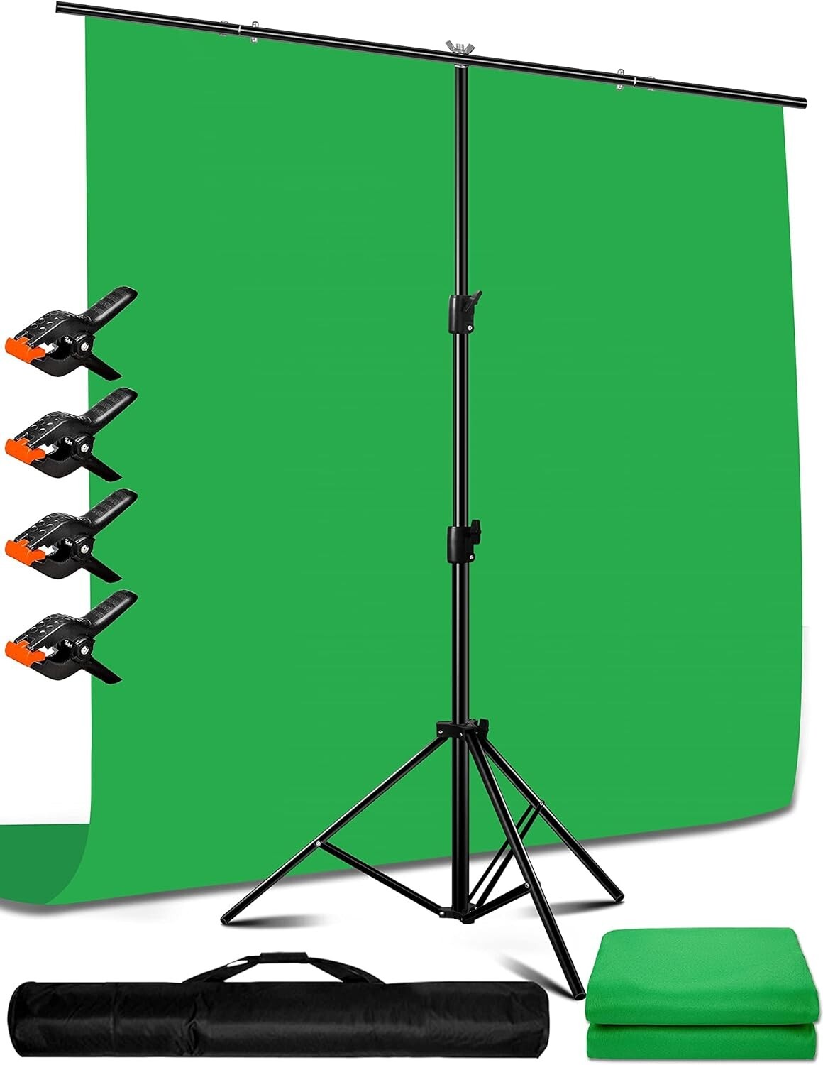 6.5x9.6ft Green Screen Backdrop Kit with T Stand - Portable & User-Friendly