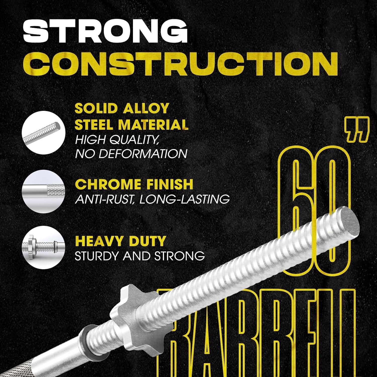 Versatile 60” Straight Barbell & 47” EZ Curl Bar Set - Smooth Workout Experience