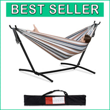 Load image into Gallery viewer, Double Hammock with Steel Stand - 450lb Capacity for Ultimate Outdoor Relaxation
