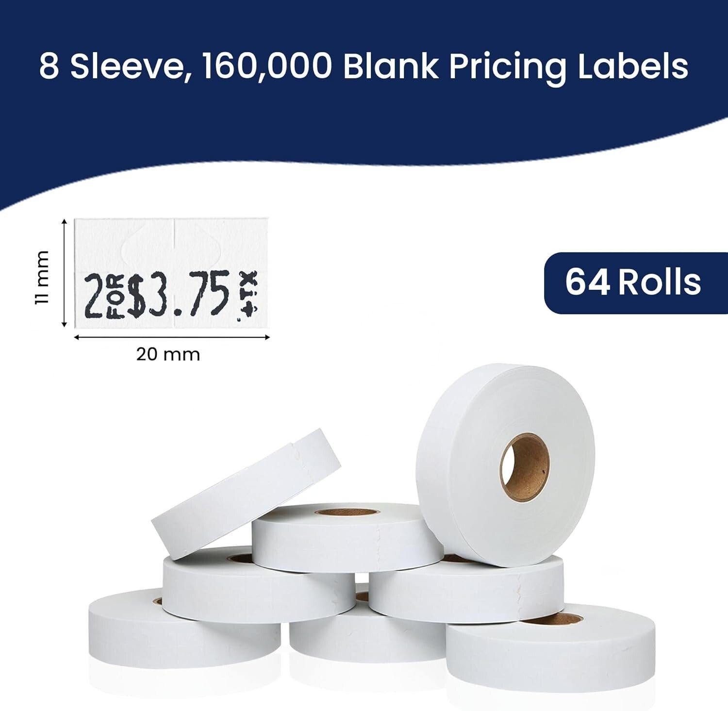 Bulk White Pricing Labels for Monarch 1131 - 160,000 Labels + Ink Rolls Included