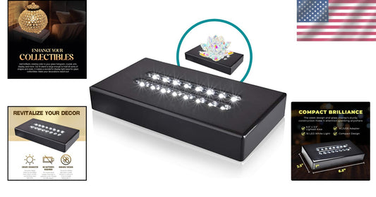 Sleek 16 LED Lighted Display Base for Showcasing Glass & Acrylic Collectibles