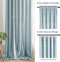 Load image into Gallery viewer, Velvet Room Darkening Curtains with Thermal Insulation - Misty Blue, 2 Panels