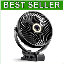Load image into Gallery viewer, Rechargeable 8" Camping Fan with LED Light &amp; 3 Speeds - Super Quiet Design
