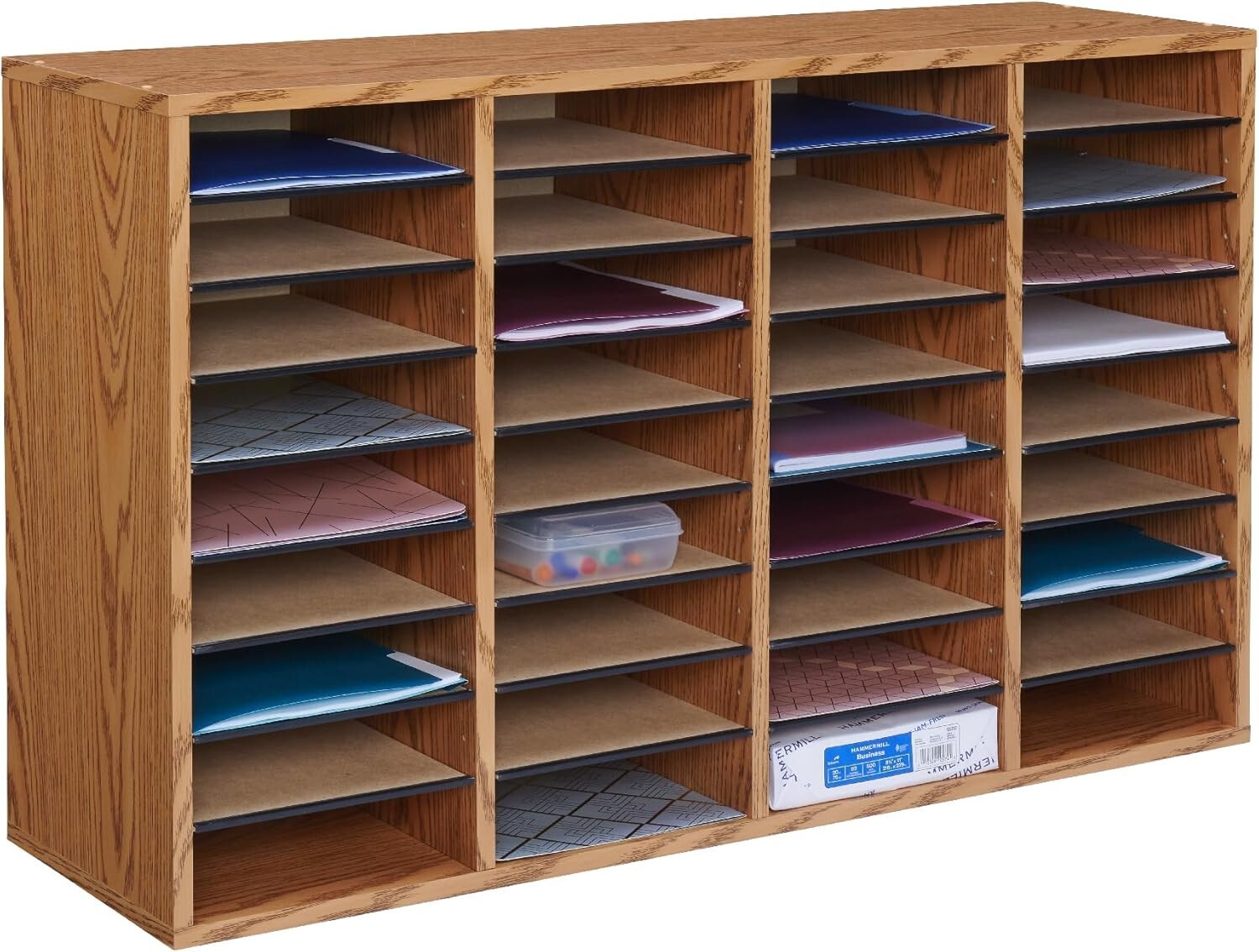 Multi-Functional 36 Compartment Literature Sorter - Easy Access Wooden Organizer