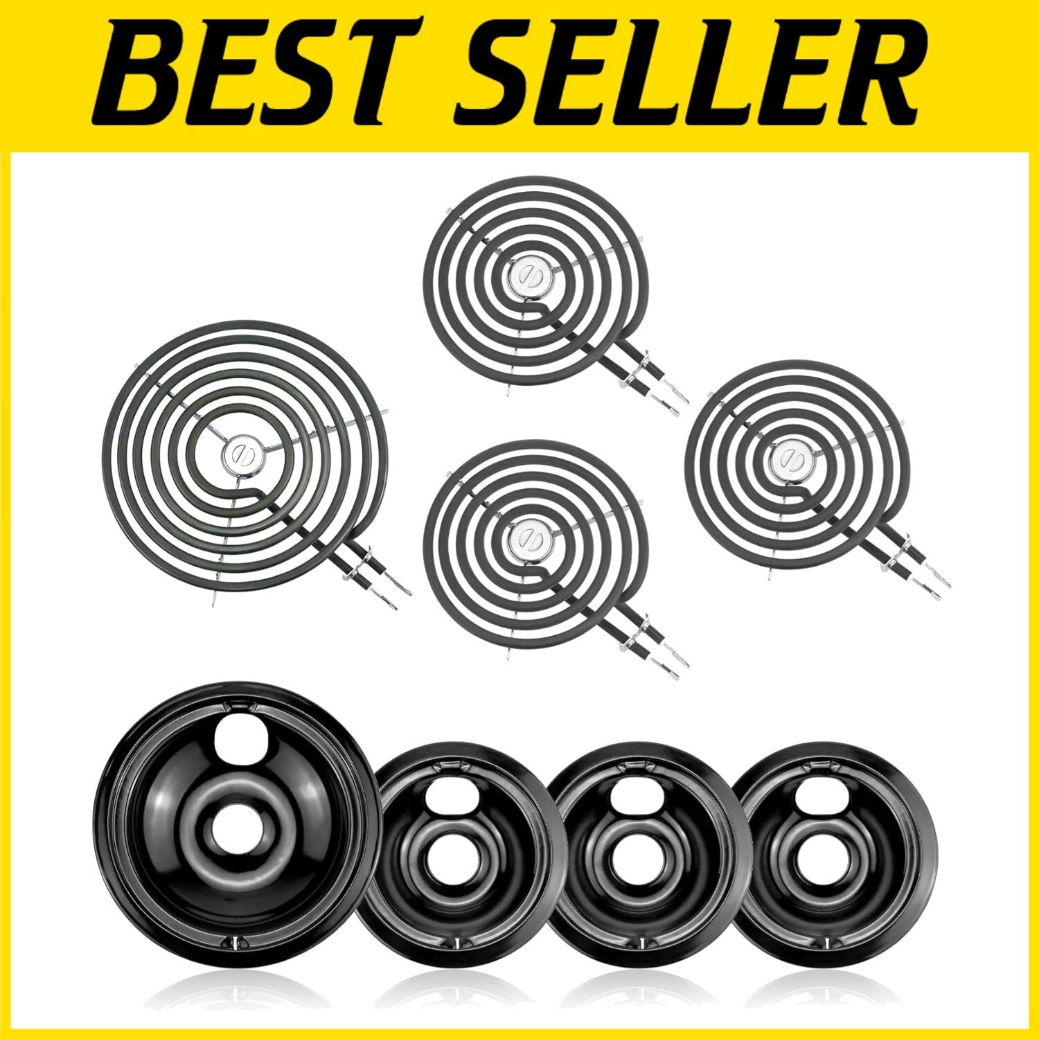 Electric Stove Drip Pans & Burner Replacement Kit – 4 Pieces for Quality Cooking