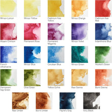 Load image into Gallery viewer, Vibrant Watercolor Set: 24 Half Pans in Elegant Metal Box for Instant Artistry