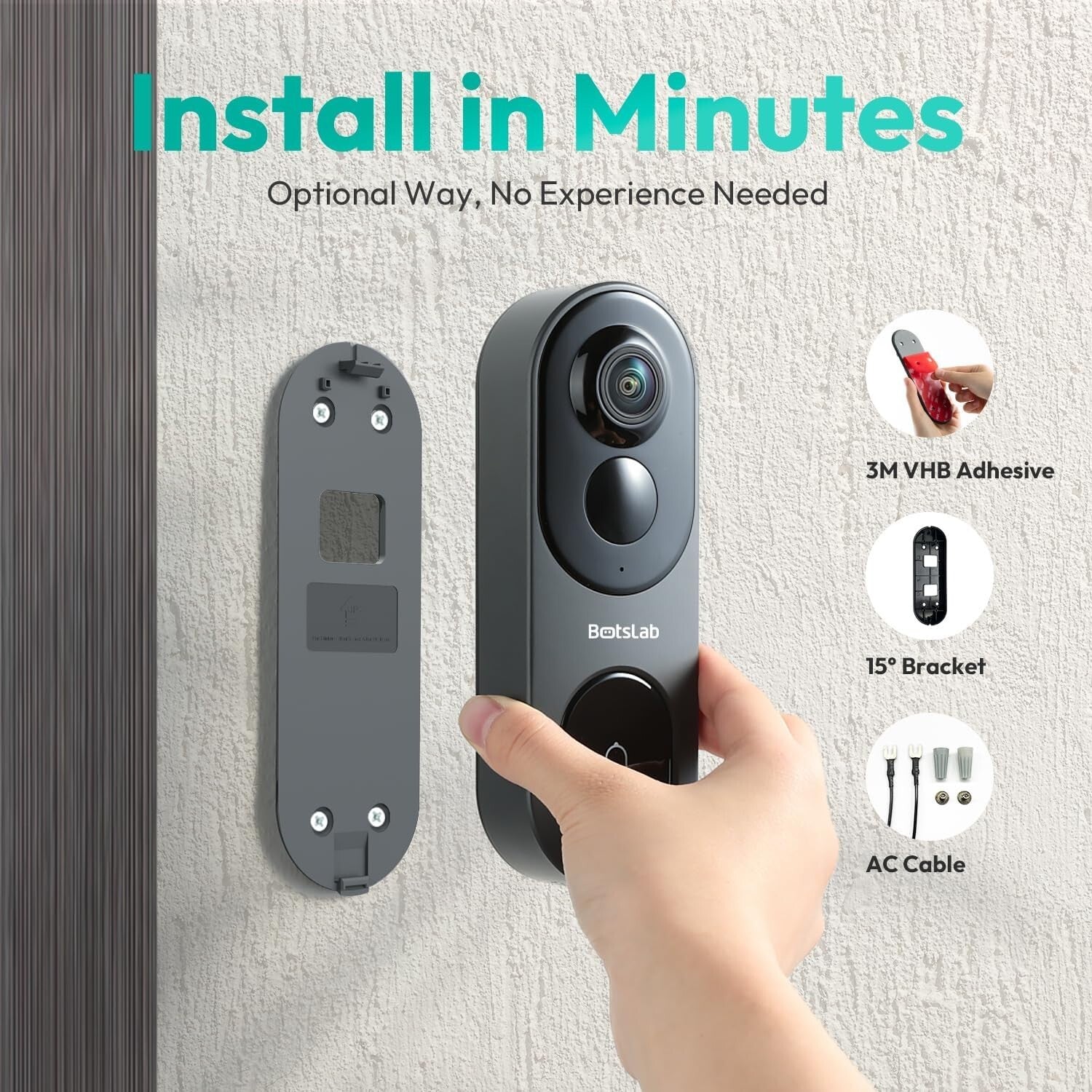 AI Motion-Sensing 5MP Wireless Doorbell Camera with 360° View & Local Storage