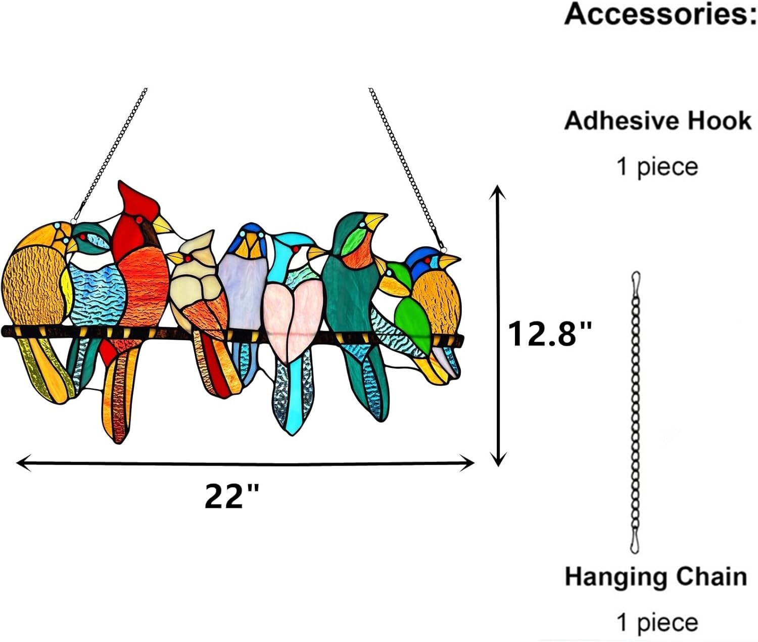 Handcrafted Stained Glass Bird Suncatcher - Vibrant Multicolor Window Hanging